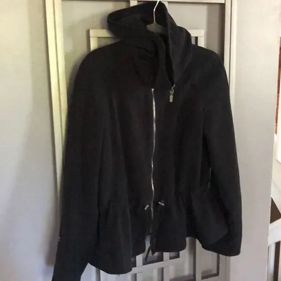 Giorgio Armani Black jacket zippered with waist detail peplum size